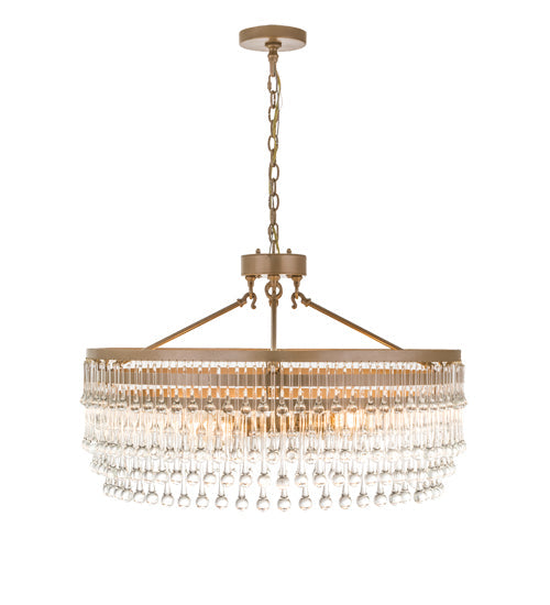 Meyda Lighting Corsica 35" 4-Light Champagne Metallic Chandelier With Clear Crystal Shade Glass