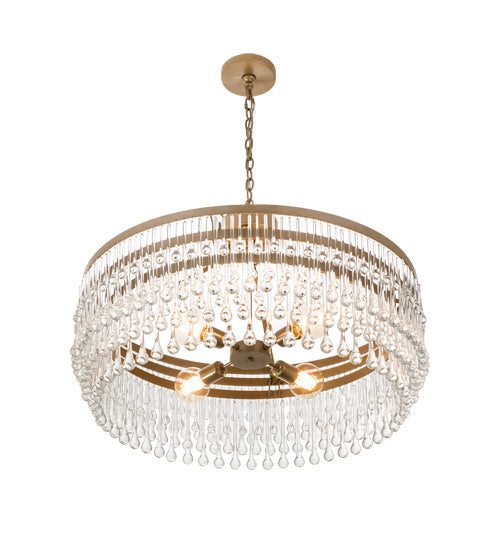 Meyda Lighting Corsica 35" 4-Light Champagne Metallic Chandelier With Clear Crystal Shade Glass