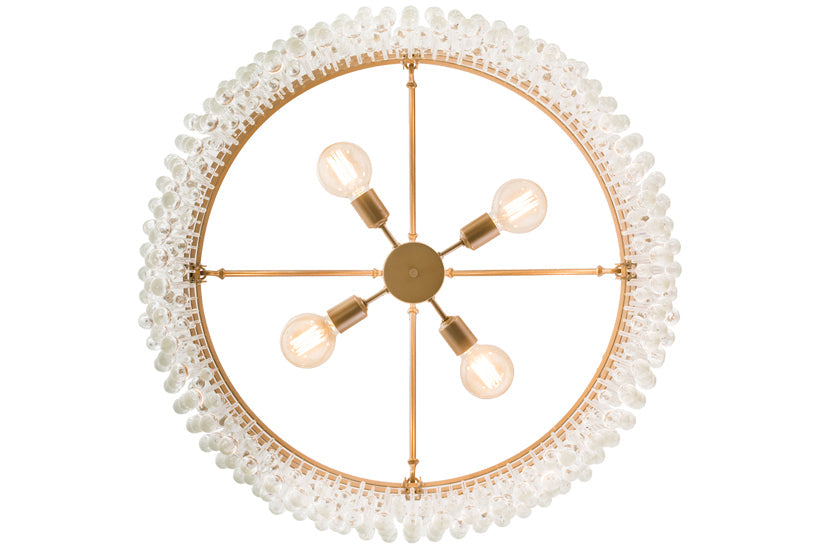 Meyda Lighting Corsica 35" 4-Light Champagne Metallic Chandelier With Clear Crystal Shade Glass