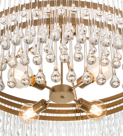 Meyda Lighting Corsica 35" 4-Light Champagne Metallic Chandelier With Clear Crystal Shade Glass