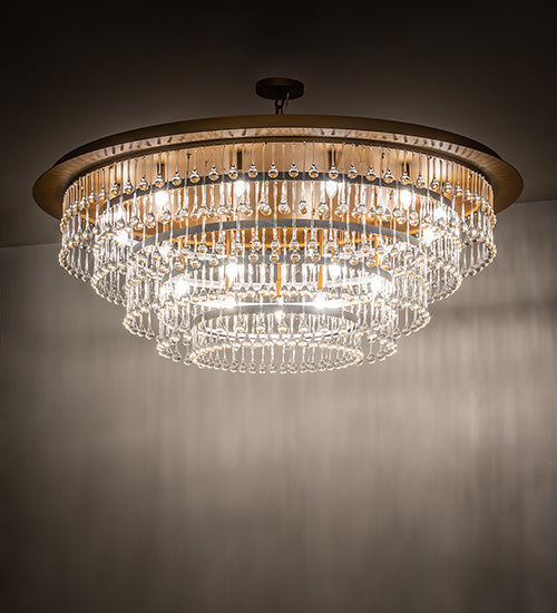 Meyda Lighting Corsica 60" 19-Light Gold Matte Over Nickel & Sparkle Silver Chandelier With Crystal Shade