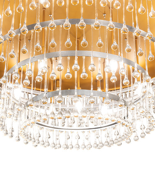 Meyda Lighting Corsica 60" 19-Light Gold Matte Over Nickel & Sparkle Silver Chandelier With Crystal Shade