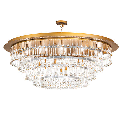 Meyda Lighting Corsica 60" 19-Light Gold Matte Over Nickel & Sparkle Silver Chandelier With Crystal Shade