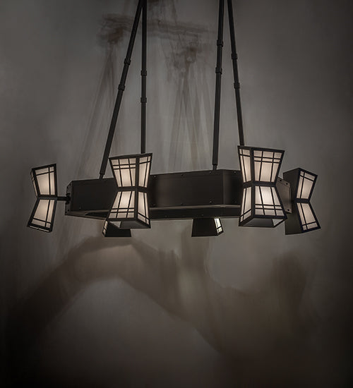 Meyda Lighting Cortland 96" 12-Light Textured Black Chandelier With Statuario Idalight Shade Glass