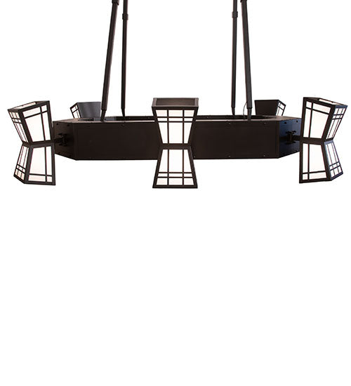 Meyda Lighting Cortland 96" 12-Light Textured Black Chandelier With Statuario Idalight Shade Glass