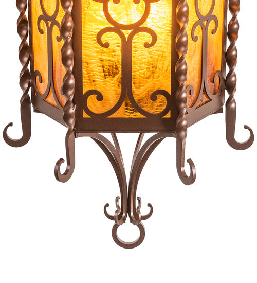 Meyda Lighting Cosette 12" 3-Light Mahogany Bronze Wall Sconce With Honey Art Shade Glass