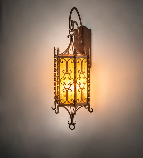 Meyda Lighting Cosette 12" 3-Light Mahogany Bronze Wall Sconce With Honey Art Shade Glass