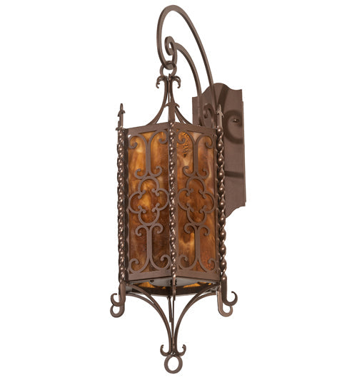 Meyda Lighting Cosette 12" 3-Light Mahogany Bronze Wall Sconce With Honey Art Shade Glass