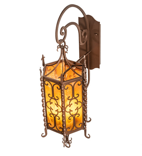 Meyda Lighting Cosette 12" 3-Light Mahogany Bronze Wall Sconce With Honey Art Shade Glass