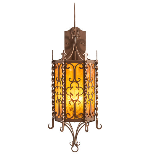 Meyda Lighting Cosette 12" 3-Light Mahogany Bronze Wall Sconce With Honey Art Shade Glass