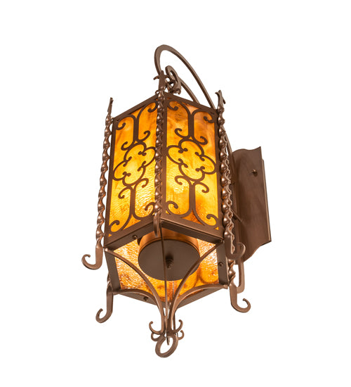 Meyda Lighting Cosette 12" 3-Light Mahogany Bronze Wall Sconce With Honey Art Shade Glass