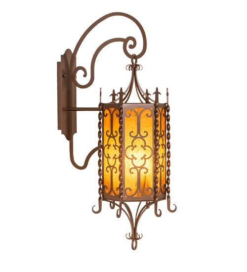 Meyda Lighting Cosette 12" 3-Light Mahogany Bronze Wall Sconce With Honey Art Shade Glass