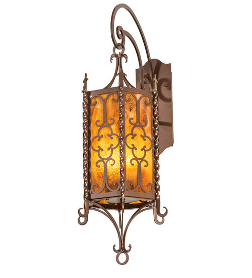Meyda Lighting Cosette 12" 3-Light Mahogany Bronze Wall Sconce With Honey Art Shade Glass