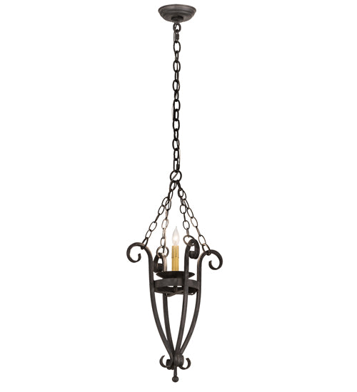 Meyda Lighting Costello 12" Wrought Iron Pendant Light With Ivory Faux Candlelight