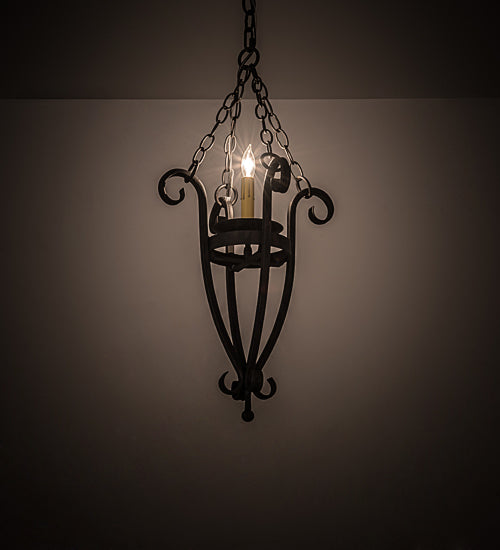 Meyda Lighting Costello 12" Wrought Iron Pendant Light With Ivory Faux Candlelight