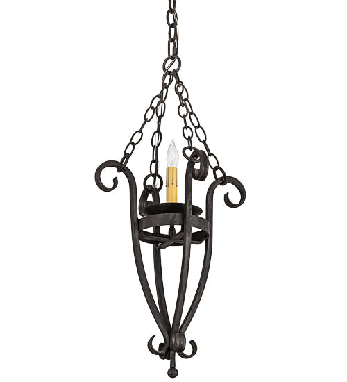 Meyda Lighting Costello 12" Wrought Iron Pendant Light With Ivory Faux Candlelight