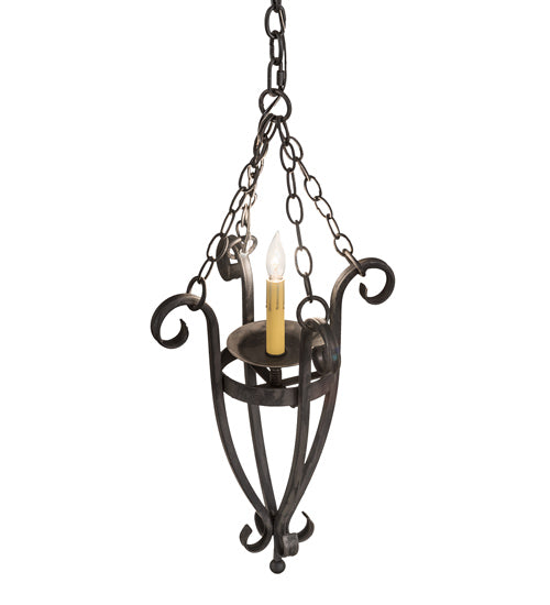 Meyda Lighting Costello 12" Wrought Iron Pendant Light With Ivory Faux Candlelight