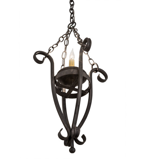 Meyda Lighting Costello 12" Wrought Iron Pendant Light With Ivory Faux Candlelight