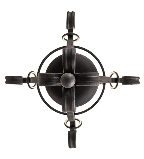 Meyda Lighting Costello 12" Wrought Iron Pendant Light With Ivory Faux Candlelight