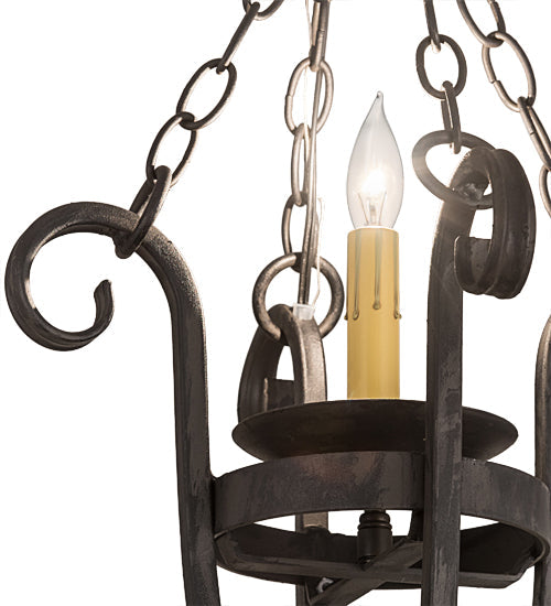 Meyda Lighting Costello 12" Wrought Iron Pendant Light With Ivory Faux Candlelight