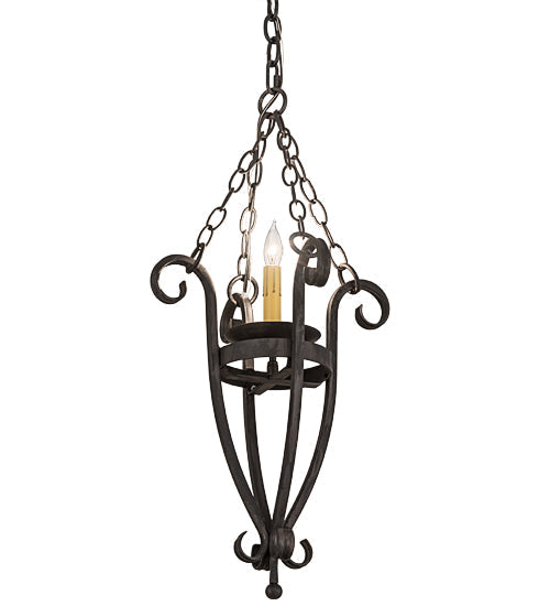Meyda Lighting Costello 12" Wrought Iron Pendant Light With Ivory Faux Candlelight