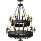 Meyda Lighting Costello 178715 56" 20-Light 2-Tier Costello Black Chandelier With Amber Faux Candlelight
