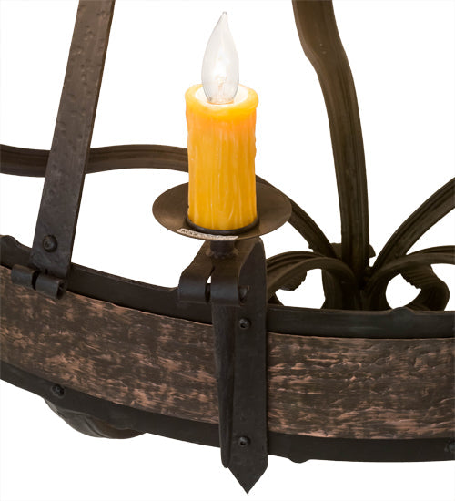 Meyda Lighting Costello 178715 56" 20-Light 2-Tier Costello Black Chandelier With Amber Faux Candlelight