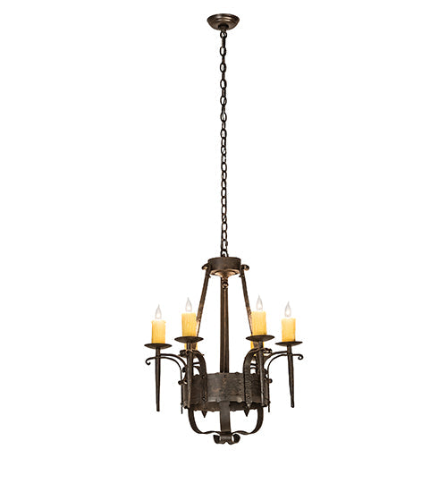 Meyda Lighting Costello 24" 6-Light Chestnut Chandelier With Ivory Faux Candlelight