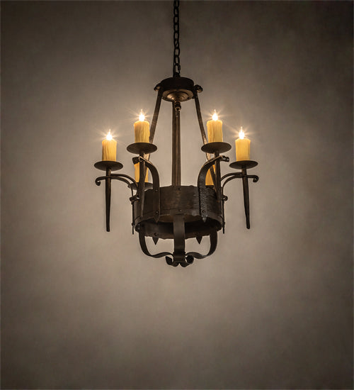 Meyda Lighting Costello 24" 6-Light Chestnut Chandelier With Ivory Faux Candlelight