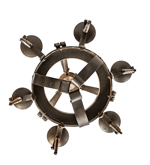 Meyda Lighting Costello 24" 6-Light Chestnut Chandelier With Ivory Faux Candlelight