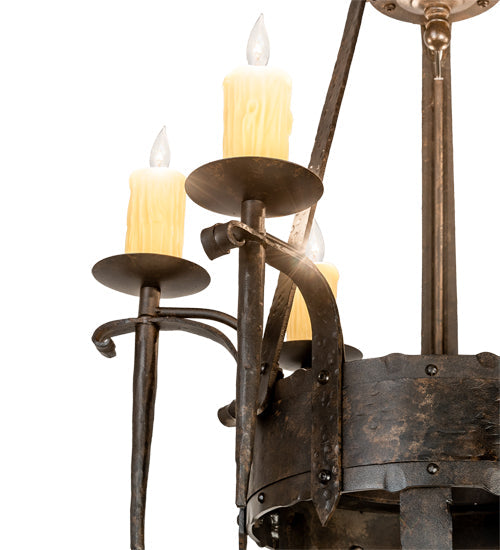 Meyda Lighting Costello 24" 6-Light Chestnut Chandelier With Ivory Faux Candlelight