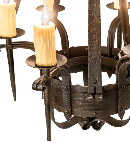 Meyda Lighting Costello 24" 6-Light Chestnut Chandelier With Ivory Faux Candlelight