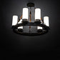 Meyda Lighting Costello 24" 6-Light Coffee Bean Ring Chandelier With White Statuario Idalight Shade