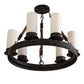 Meyda Lighting Costello 24" 6-Light Coffee Bean Ring Chandelier With White Statuario Idalight Shade