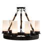 Meyda Lighting Costello 24" 6-Light Coffee Bean Ring Chandelier With White Statuario Idalight Shade