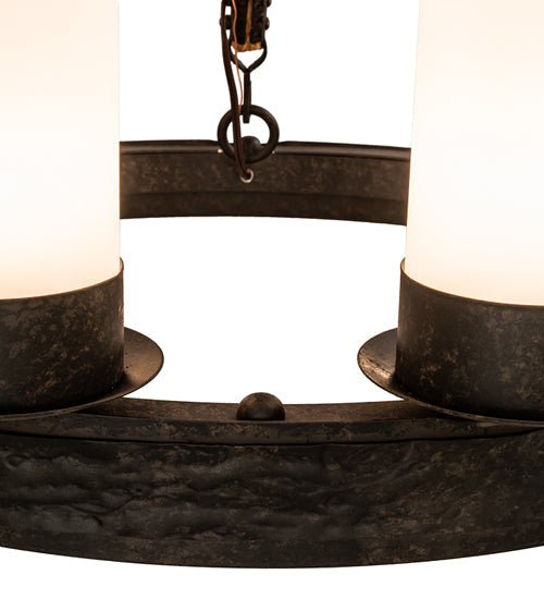 Meyda Lighting Costello 24" 6-Light Coffee Bean Ring Chandelier With White Statuario Idalight Shade