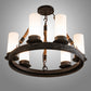 Meyda Lighting Costello 24" 6-Light Coffee Bean Ring Chandelier With White Statuario Idalight Shade