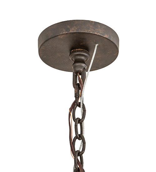 Meyda Lighting Costello 35" 10-Light Chestnut Chandelier With Ivory Faux Candlelight