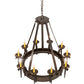 Meyda Lighting Costello 35" 10-Light Chestnut Chandelier With Ivory Faux Candlelight