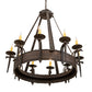 Meyda Lighting Costello 35" 10-Light Chestnut Chandelier With Ivory Faux Candlelight