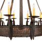 Meyda Lighting Costello 35" 10-Light Chestnut Chandelier With Ivory Faux Candlelight