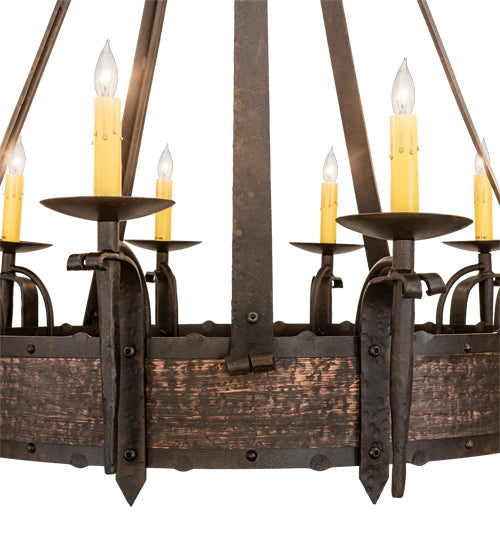 Meyda Lighting Costello 35" 10-Light Chestnut Chandelier With Ivory Faux Candlelight