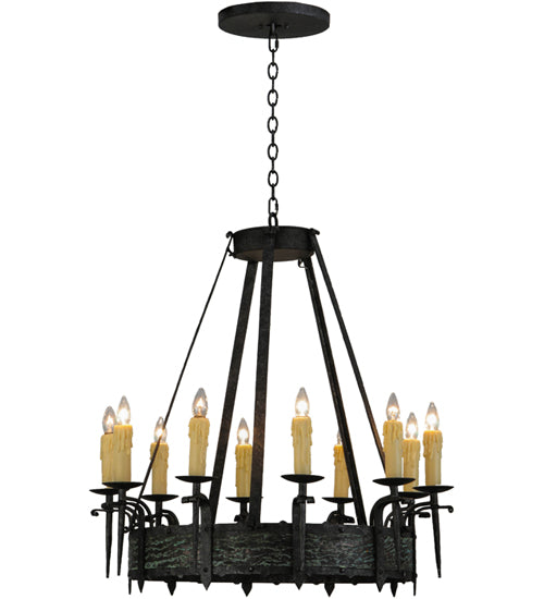 Meyda Lighting Costello 36" 10-Light Black Smoke Chandelier With Ivory Faux Candlelight