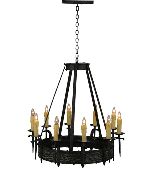 Meyda Lighting Costello 36" 10-Light Black Smoke Chandelier With Ivory Faux Candlelight