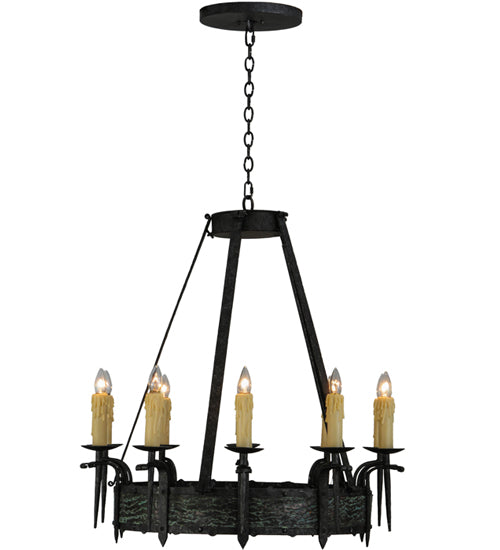 Meyda Lighting Costello 36" 10-Light Black Smoke Chandelier With Ivory Faux Candlelight