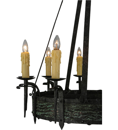 Meyda Lighting Costello 36" 10-Light Black Smoke Chandelier With Ivory Faux Candlelight