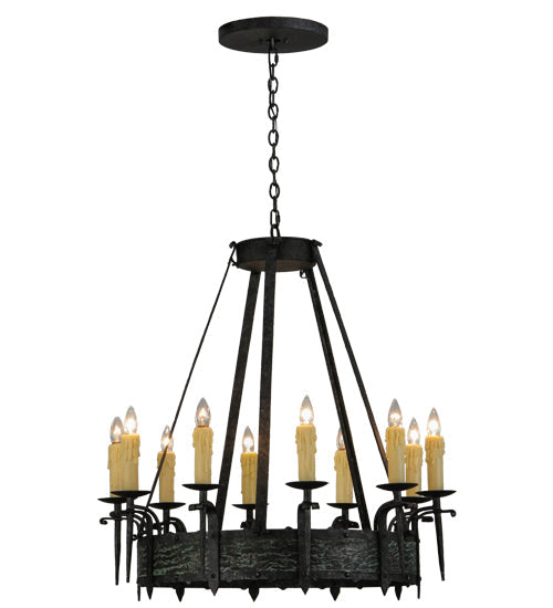 Meyda Lighting Costello 36" 10-Light Black Smoke Chandelier With Ivory Faux Candlelight