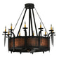 Meyda Lighting Costello 43" 10-Light Costello Black Chandelier With Ivory Faux Candlelight and Fan