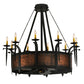 Meyda Lighting Costello 43" 10-Light Costello Black Chandelier With Ivory Faux Candlelight and Fan