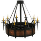 Meyda Lighting Costello 43" 10-Light Costello Black Chandelier With Ivory Faux Candlelight and Fan